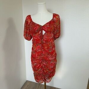 Chic Red Floral Mini Dress